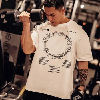 Erkek rahat Giyim Vücut Geliştirme Büyük Boy Spor Moda Kısa kollu Tişörtleri Spor Nefes Koşu Eğitim T Shirt