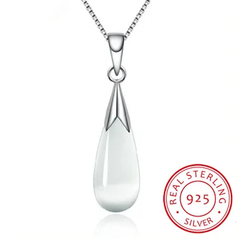 925 Ayar Gümüş Mehtap Opal Su Damlacıkları Kolye Kolye Kadınlar İçin Hediye 45cm Kutu Zincir Gerdanlık Collares S-n80