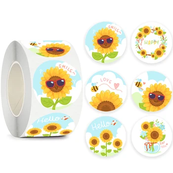500 adet Ayçiçeği Çiçekler Çıkartmalar Teşekkür Ederim Etiket Sızdırmazlık Etiketi İş için El Yapımı Pişirme Kek Çocuk Parti Hediye Dekor Sticker