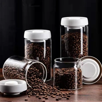 Gıda Kahve Çekirdekleri Depolama Şişeleri ve Kapaklı Kavanozlar Plastik Vakum mühürlü Tankı Depolama Basın ve egzoz depolama