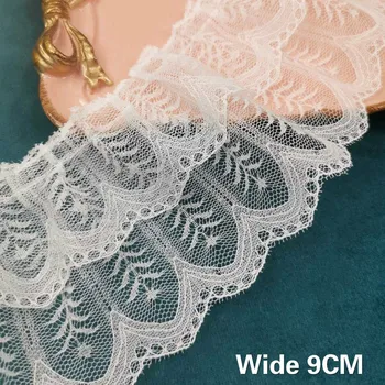 9CM Genişliğinde Lüks Çift Katmanlar Beyaz İşlemeli Gipür Dantel Kumaş Saçak Şerit fırfır etekli DIY Elbise Yaka Dikiş Malzemeleri
