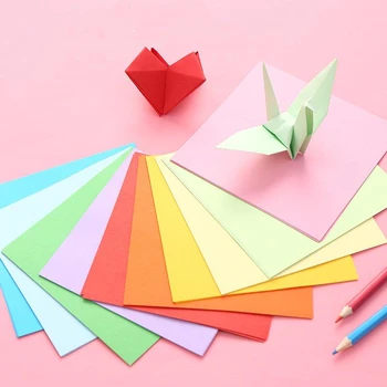 100 Adet Kare Origami Kağıt Çift Taraflı Katı Katlanır Renkli Kağıt Renkli Çocuklar El Yapımı Dıy Scrapbooking Craft Dekor