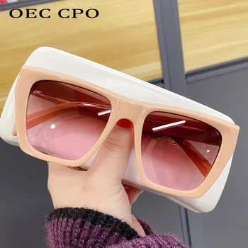 OEC CPO Trendy Kare Güneş Gözlüğü Kadın Boy Perçinler Süslemeleri güneş gözlüğü Kadın UV400 Shades Punk Gözlük Gözlük O1277