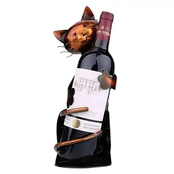 Kedi Dekor Şarap Tutucu Tek Kedi Şekilli Şarap Rafı Tutucu Şarap Rafı Merkezinde Masaüstü Dekorasyon şarap şişesi Depolama
