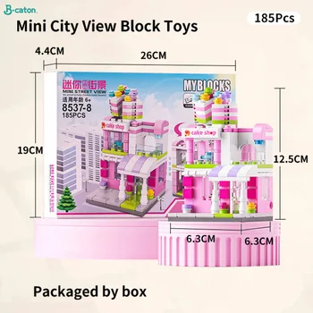 Çocuk Sevimli Mini Şehir Sokak Görünümü blok oyuncaklar Pazarı Modeli yapı blok oyuncaklar Dondurma Aperatifler Görünüm Çocuklar Yapı Tuğla Oyuncak