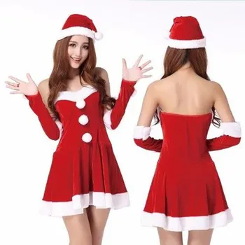 Yüksek Kalite Moda Kız Popüler Bayanlar Noel Baba Kadın Noel Kostüm Cosplay Noel Baba Kostüm