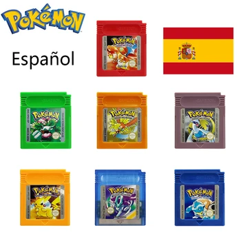 Pokemon Serisi İspanyolca Sürüm 16 Bit GBC Oyun Kaset Klasik Kırmızı Yeşil Kristal Gümüş GBC video oyunu Kartuşu Konsolu