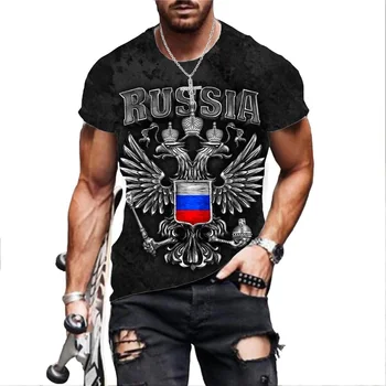 Retro Rus Rozeti 3D Baskı Hip Hop Erkekler Büyük Boy T-Shirt Moda Kısa Kollu Bahar Yaz erkek giyim Sokak T-Shirt