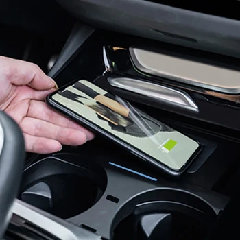 Araba kablosuz şarj cihazı 15w hızlı şarj qı kablosuz telefon şarj aleti şarj plakası paneli BMW X3 G01 X4 G02 2018 2019 2020 2021