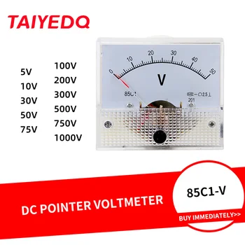 85C1 V DC Pointer Voltmetre Volt Metre Plaka Masa 85C1-V 5 V 10 V 50 V 75 V 100 V 200 V 300 V 750 V