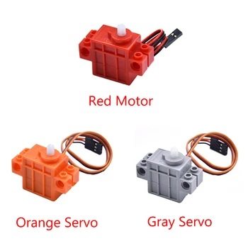 4 adet Gri Turuncu Geek Servo Kırmızı dişli motor Tel ile lego ile uyumlu Programlanabilir Diy Kiti Elektronik Akıllı Araba