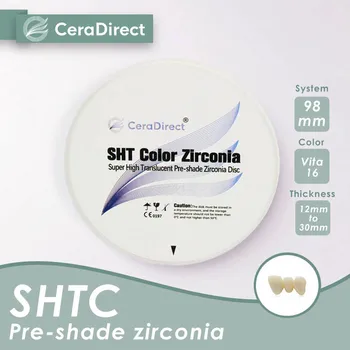 Ceradirect Süper yüksek Şeffaf Diş Zirkonya Malzeme Açık Sistem için (98mm) - SHT - C Ön gölgeli Diş Laboratuvarı için CAD / CAM