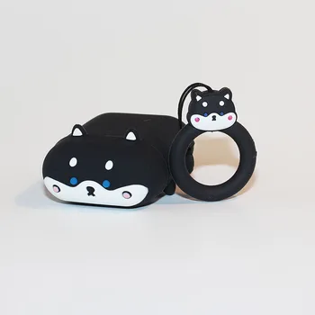 Süper Sevimli 3D Siyah Shiba Inu Köpek Silikon Kulaklık Kutusu apple AirPods İçin 1 2 Pro 3 Kulaklık Kılıfları funda Hava Bakla Pro Kapak