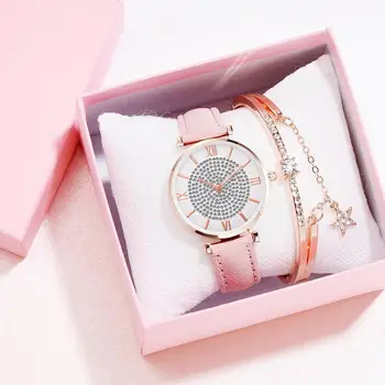 2020 Yeni Kadın Bilezik Saatler Bayanlar Aşk Deri Kayış Taklidi Kuvars kol saati Lüks Moda quartz saat