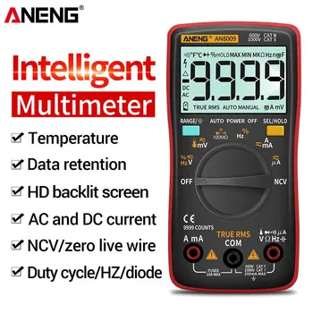 ANENG AN8009 Dijital Multimetre Transistör Test Cihazları Kapasitör True-RMS Test Cihazı Otomotiv Elektrik Kapasite Ölçer Sıcaklık Diyot
