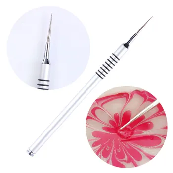 Gümüş saplı fırça Astar Tırnak Fırçası Çizim Boyama Araçları 7mm Çiçek fırça uçlu kalem Manikür Tırnak Sanat Aracı