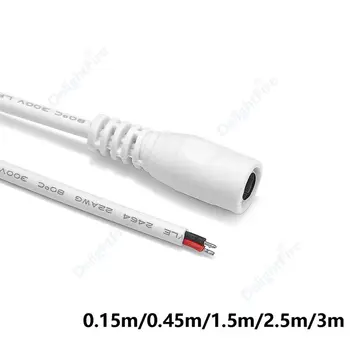 1/10 ADET kadın DC kablo tel 5.5*2.1 mm 22AWG 5V beyaz DC priz adaptörü konnektör kablosu için 5050 LED şerit ışık