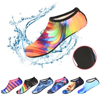 2 ADET Yüzme Ayakkabı Erkekler Kadınlar Plaj Aqua Ayakkabı Hızlı Kuru Yalınayak Yukarı Sörf Terlik Su Sporları Ayakkabı