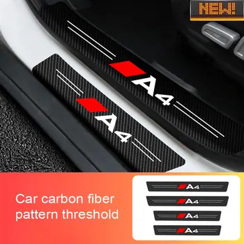 4 Adet Araba Çıkartmaları Anti Scratch Kapı Eşiği Koruyucu Audi A4 2010-2020 2021 Araba Eşik Koruma Karbon Fiber Araba Stylin