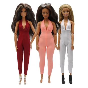 Barbie Giysileri 29cm bebek sıkı elastik seksi düşük kesim halter tulum 1/6 Bebek aksesuarları Kıyafet el yapımı Giyim kız hediye