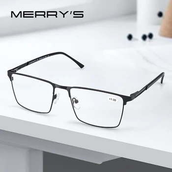 MERRYS tasarım Anti mavi ışık engelleme erkekler okuma gözlüğü CR-39 reçine asferik gözlük Lensler +1.00 +1.50 +2.00 +2.50 Model Numarası.: S2057FLH