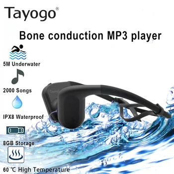 Tayogo W01 IPX8 Kemik iletimli kulaklık 100 % Su Geçirmez Müzik Çalar FM Radyo ile Yüzme Dalış Kulaklık Handfree Kulaklık