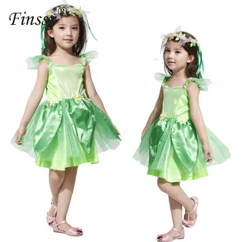 Yeşil peri Tinkerbell Cosplay Kostümleri Kızlar için Noel Elbise Avenue Neverland Bahçe Peri çocuk Kostüm güzel woodland