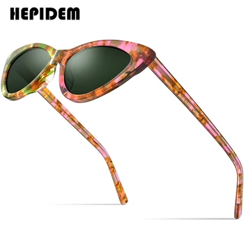 HEPIDEM Asetat Polarize Güneş Gözlüğü Kadın 2022 Yeni Kedi Gözü Cateye güneş gözlüğü Kadın Shades 9104T