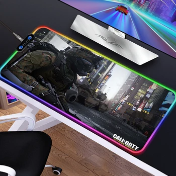 Anime Oyun Aksesuarları Mousepad Call Of Duty Warzone fare altlığı RGB Büyük bilgisayar masası Pedleri LED Parlayan sümen Xxl Varmilo