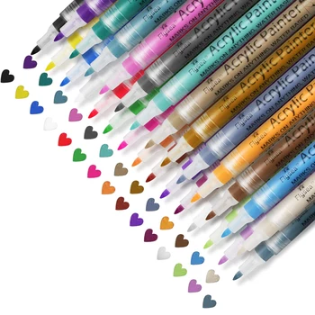 Akrilik boya kalemi 80 Paket Su Bazlı 0.7 mm Ekstra İnce Ucu Akrilik boya kalemi s İşaretleyiciler Seti Kayalar için Boyama Sanat Malzemeleri