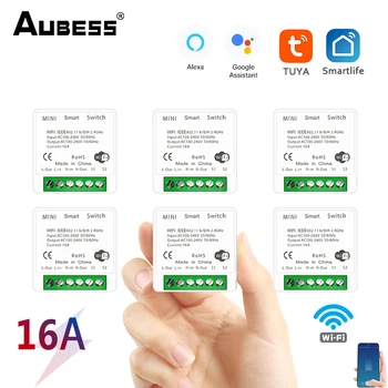 Aubess 16A MİNİ Wifi akıllı anahtarı 2 yönlü Kontrol Zamanlayıcı Kablosuz Anahtarları Akıllı Ev Otomasyonu Alexa İle Uyumlu Google Ev
