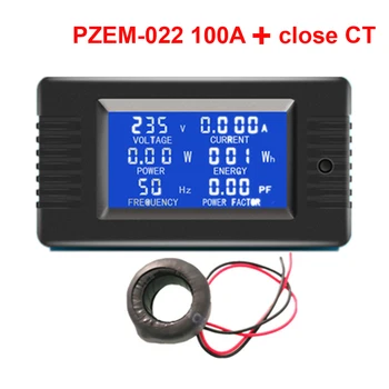 Dijital AC 100A Gerilim Enerji Ölçer Voltmetre 110V 220V 240V Ampermetre Güç Akım Paneli Watt Combo Göstergesi kapalı CT