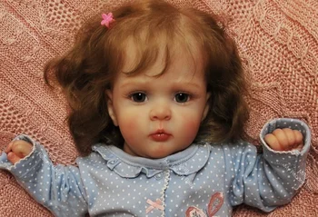 20 İnç Reborn Bebek Bebekler Komple Bitmiş 3D Boyalı Prenses Kız Köklü Kahverengi Saç El Yapımı Gerçekçi Bebek Oyuncak Hediye