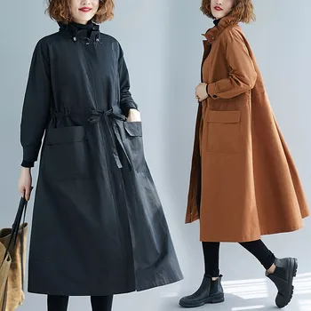 2020 Kadın Ceket Ceket Femmes İlkbahar Sonbahar Yeni Femmes Hırka Kadın Gevşek Uzun Kollu Cepler Fermuar Giyim Giyim