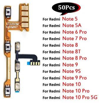50 Adet / grup, Orijinal Güç Açık Kapalı Ses Yan Düğme Anahtarı Flex Kablo Yedek Parçaları Xiaomi Redmi İçin Not 10 9 9S 8 7 6 Pro 5A