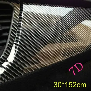 7D Parlak Karbon Fiber Araba Sticker 30cm X 152cm PVC Wrap Sticker Çıkartmaları Sarar Yayın Araba Çıkartması Hava Sticker Vinil Film D5W8