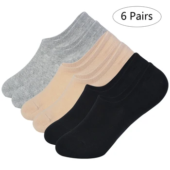 6 adet Spor Çorap Düz Renk Silikon Topuk Geçirmez Kadın Tekne Çorap Katı Penye Pamuk Sığ Görünmez Çorap Fabrika Toptan