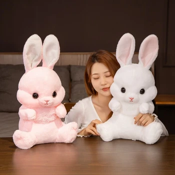 45/55 CM Güzel Oturan Tavşan Peluş Oyuncaklar Kawaii Uzun Kulak Bunny Peluş Yastık Dolması Yumuşak Bebekler Çocuk Doğum Günü Brinquedos Hediye