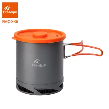 Yangın Akçaağaç FMC-XK6 Eşanjör Pot 1L Katlanabilir Pişirme Tencere Örgü Çanta ile Açık Kamp Tencere
