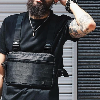 Erkekler göğüs rig hip hop streetwear fonksiyonel göğüs çantası çapraz omuzdan askili çanta Ayarlanabilir Taktik Streetwear Çanta Kanye Bel Paketleri