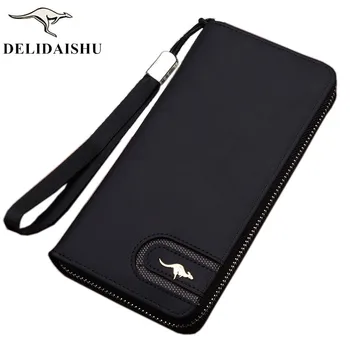 Yeni ünlü marka kanguru erkek cüzdan fermuar uzun telefon el çantası moda Nubuk deri çanta debriyaj cüzdan kart çanta