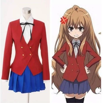 Anime KAPLAN EJDERHA Toradora Cosplay Taiga Aisaka Cosplay Kostüm Okul Üniformaları Tam Set Custom Made