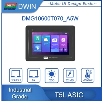 7 İnç LCD Modülü DWIN 1024*600 Endüstriyel Arduino HMI Dokunmatik Panel Kabuk IPS Akıllı Ekran UART TFT Ekran DMG10600T070_A5W
