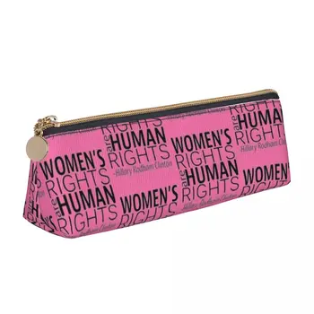 Kadın Hakları Üçgen Kalem Kutusu Mektup Baskı Okul Büyük Fermuarlı kalem Kutusu Genç Moda Deri kalem Çantası