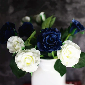 5 adet Gerçek Dokunmatik Gül PU Gül yapay çiçekler Gelin Buketleri Nedime Sahte Çiçekler Parti Ev Düğün Dekorasyon donanma beyaz
