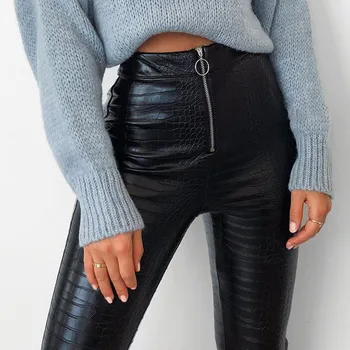 2020 Kış Sıcak Pantolon Deri Tayt kadın Rahat Pu Sıcak Kadın kalem pantolon Slim Fit Sonbahar Yüksek Bel Deri pantolon
