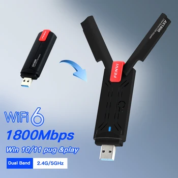 Wifi 6 USB Adaptörü 1800 Mbps 5G/2.4 Ghz Wi-fi USB3.0 Dongle Kablosuz Ağ Kartı 802.11 ax Wıfı6 İçin Windows10 / 11 Sürücü ücretsiz