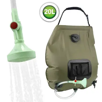 20L açık banyo çantası güneş yürüyüş kamp duş torbası taşınabilir ısıtma banyo su saklama çantası hortum değiştirilebilir duş başlığı