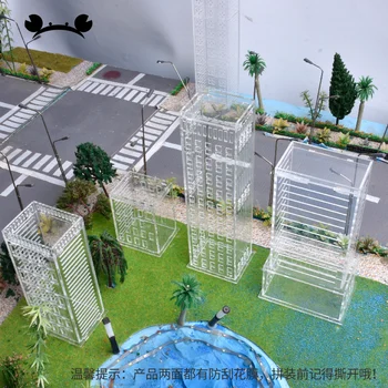 1/200 ölçekli Şeffaf Cam Yapı DIY Modeli Yapı Açık Peyzaj Malzemeleri Sokak Yan Bina