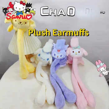 Sanrio Melodi Kuromi Cinnamoroll Pochacco Earmuffs Sıcak Sevimli Donmaya Dayanıklı Earmuffs Peluş Kulak Kapakları Kış Antifriz kulak ısıtıcı